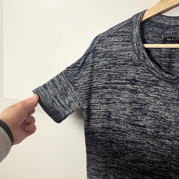Rag & Bone Gray & Blue Space Dye Oversized Tee w/ Large Pocket Women's XS - Picture 6 of 11